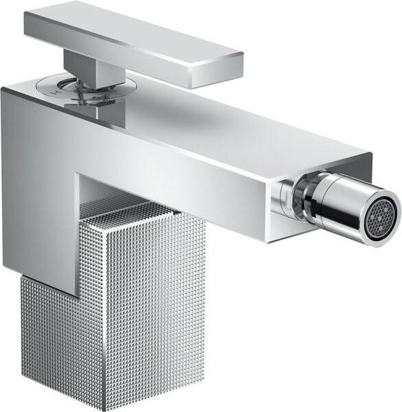 Axor Hansgrohe Edge 1-gats bidetkraan met push open garnituur chroom diamond cut 46211000