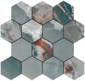 Baldocer Ceramica Onyx wand- en vloertegel 29x27cm 9mm gerectificeerd glans turquoise SW07314128-3