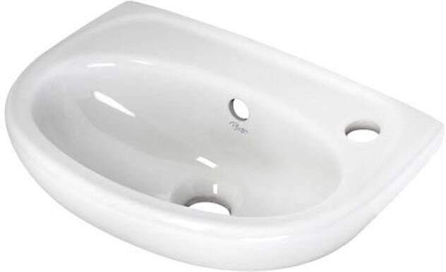 Plieger Basic Fontein Met Kraangat Rechts 36x26 cm z. Overloop Wit