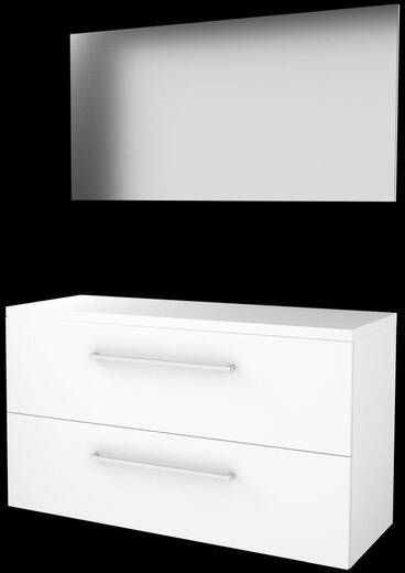 Basic Line Basic-Line Basic 46 badkamermeubelset 120x46cm met grepen 2 lades wastafelblad Spiegel MDF lak Ice White 1813576