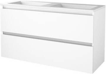 Basic Line Basic-Line Start 46 badkamermeubelset 120x46cm greeploos 2 lades acryl wastafel 0 kraangaten MDF lak Ice White 1809155