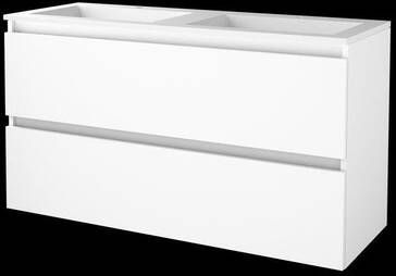 Basic Line Basic-Line Start 46 badkamermeubelset 120x46cm greeploos 2 lades acryl wastafel 2 kraangaten MDF lak Ice White 1809158