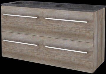 Basic Line Basic-Line Start 46 badkamermeubelset 120x46cm met grepen 4 lades hardsteen wastafel 0 kraangaten en MFC Scotch Oak 1813236