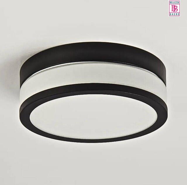 Bellezza Bagno Plafond wandlamp SMD LED 23.6cm mat zwart mat wit glas SD-2060-13