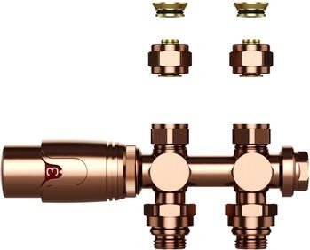 Belrad Radiatorkraan 19.8x4.3 thermostatisch muur- en vloeraansluting 1 2MX16 2 M30 geborsteld koper BLR305