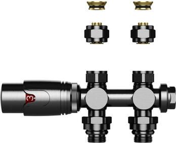 Belrad Radiatorkraan 19.8x4.3 thermostatisch muur- en vloeraansluting 1 2MX16 2 M30 gunmetal BLR306