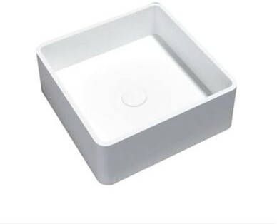 Douche Concurrent Waskom Opbouw Accia Vierkant 40x40x15cm Solid Surface Mat Wit