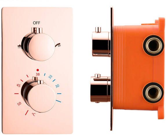 Best Design Douchekraan Inbouw Lyon Thermostaatkraan 2-weg Mat Rose Goud (incl. inbouwdeel) - Foto 2