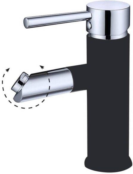 Best Design Wastafelmengkraan Bicolor Black Draaibare Uitloop Mat Zwart Chroom