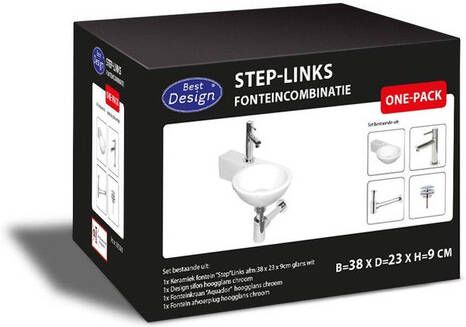 Best Design Class Fonteincombinatie Step inclusief sifon kraan en afvoerplug Links 3853061