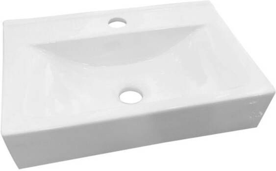 Douche Concurrent Wastafel Opbouw Hangend Train Rechthoek 30 5x45x10cm Keramiek Glans Wit 1 Kraangat