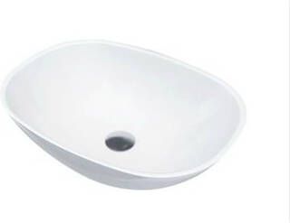 Douche Concurrent Waskom Opbouw Forza Ovaal 55x40x15cm Solid Surface Mat Wit