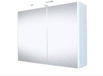 Douche Concurrent Spiegelkast Happy 100x60x18cm MDF Hoogglans Wit LED Verlichting Stopcontact