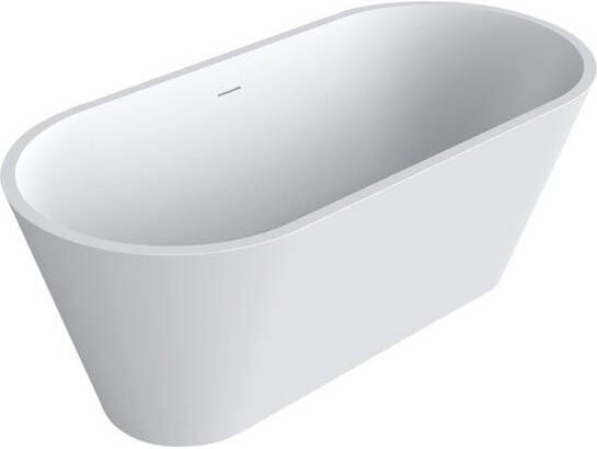 Douche Concurrent Ligbad Vrijstaand Mooi Ovaal 80x170x60cm Solid Surface Mat Wit met Badwaste en Overloop