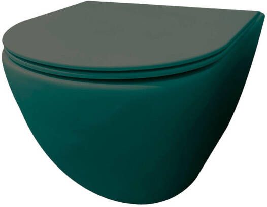Best Design morrano-49-zonder-spoelrand wandcloset blinde bevestiging incl. zitting mat-atrovirens groen mat 4016790
