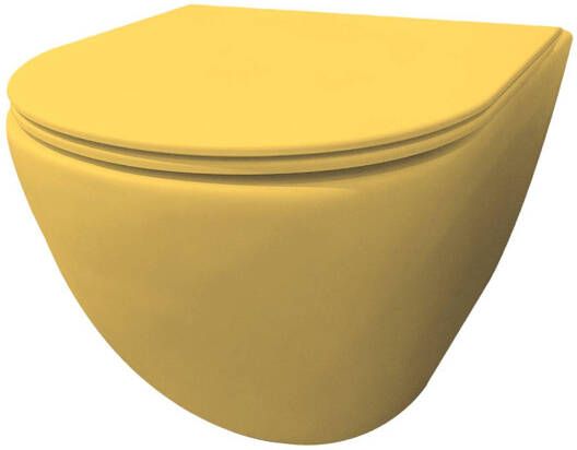 Best Design morrano-49-zonder-spoelrand wandcloset blinde bevestiging incl. zitting mat-geel mat 4016780