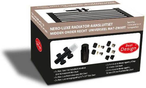 Best Design Nero-Luxe universele radiator aansluitset midden onder recht zwart mat 4009880