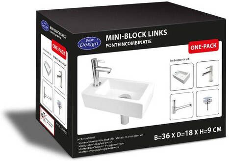 Best design One pack Fonteincombinatie Mini Block links glanzend wit - Foto 2