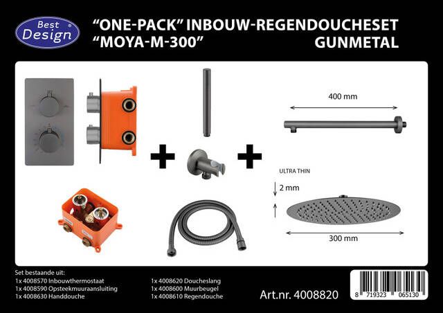 Best Design One Pack inbouw regendoucheset Moya M 300 Gunmetal 4008820