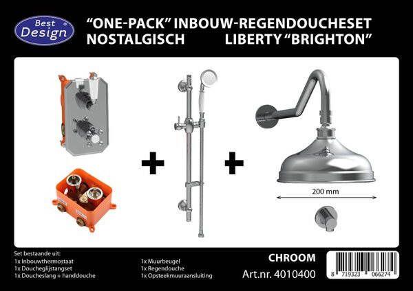Best Design One Pack inbouw regendoucheset Nostalgisch Liberty Brighton Chroom 4010400