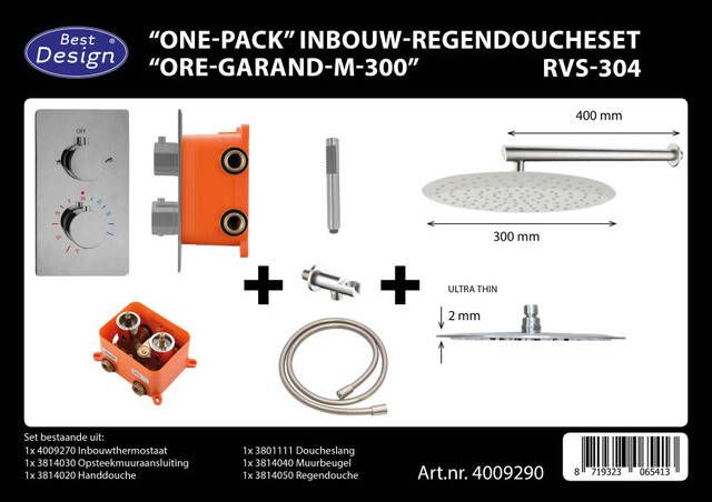 Best Design One Pack inbouw regendoucheset Ore-Garand M 300 RVS 4009290