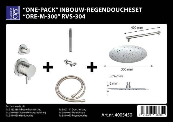 Best Design One Pack inbouw regendoucheset Ore M 300 RVS 304 4005450