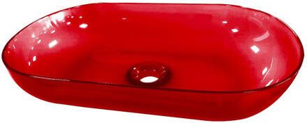Douche Concurrent Waskom Opbouw Best Design Ovaal 54x34x12cm Transparant Rood