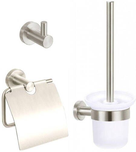 Best Design Ore toiletset met toiletborstelgarnituur closetrolhouder en handdoekhaak RVS 3862750