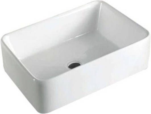 Douche Concurrent Waskom Opbouw Side Rechthoek 49x38x13cm Keramiek Glans Wit