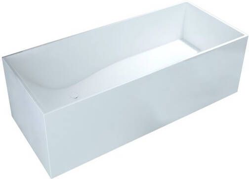 Douche Concurrent Ligbad Vrijstaand Earth Rechthoek 72x170x55cm Solid Surface Mat Wit met Badwaste en Overloop