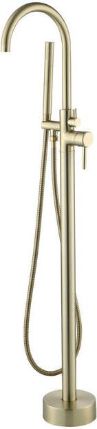 Douche Concurrent Badkraan Vrijstaand Nancy Mengkraan Rond Messing Mat Goud 1 Greeps met Handdouche - Foto 1