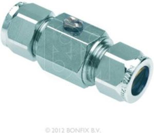 Bonfix Kogelstopkraan met schroevendraaier bediening 12mm knel recht chroom 93465