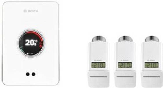 BOSCH THERMOTECHNIEK Bosch EasyControl modulerende kamerthermostaat met 3 electronische thermostatische radiatorkranen wit