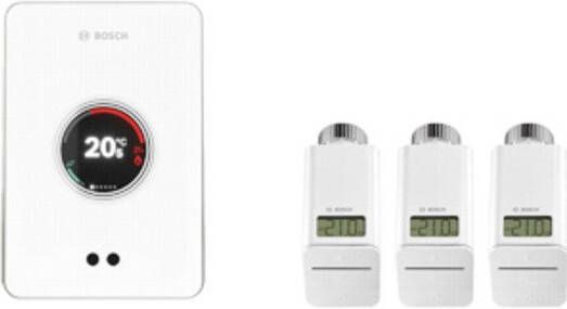 Bosch EasyControl set m. 1x Single slimme kamerthermostaat en 3x Smart radiatorthermostaatkop wit 7736701393