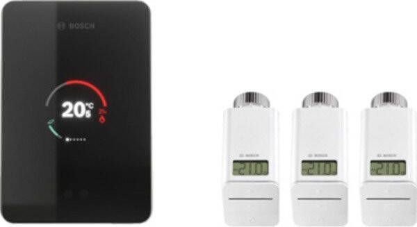 Bosch EasyControl set m. 1x Single slimme kamerthermostaat en 3x Smart radiatorthermostaatkop zwart 7736701394