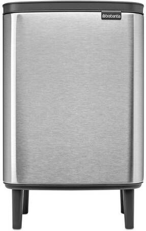 Brabantia Bo Hi Afvalemmer 12 liter kunststof binnenemmer matt steel fingerprint proof 227264