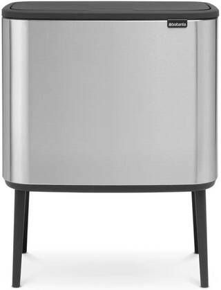 Brabantia Bo Touch Bin Afvalemmer 3x11 liter 3 kunststof binnenemmers matt steel fingerprint proof 316081