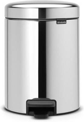 Brabantia pedaalemmer 5 liter newIcon met kunststof binnenemmer brilliant steel OUTLETSTORE 112621