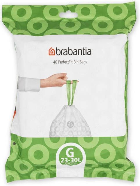 Brabantia PerfectFit afvalzak met trekbandsluiting code G 23-30 liter Dispenser pack 40 stuks 375668