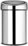 Brabantia Touch Bin Afvalemmer wand 3 liter kunststof binnenemmer brilliant steel 363962 - Thumbnail 1