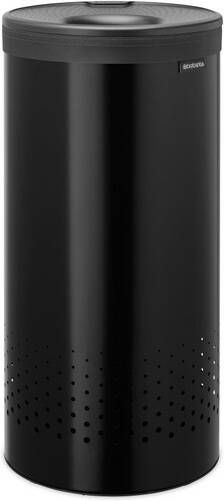 Brabantia Wasbox 35 liter kunststof deksel uitneembare waszak matt black donker grijs 242342
