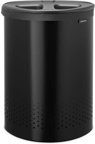 Brabantia Wasbox 55 liter kunststof deksel uitneembare waszak matt black donker grijs 242366