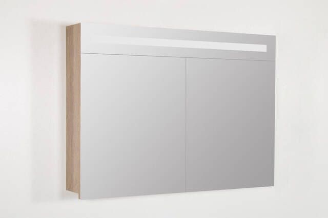 BRAUER 2.0 Spiegelkast 100x70x15cm verlichting geintegreerd 2 links- en rechtsdraaiende spiegeldeuren MFC legno calore 7258