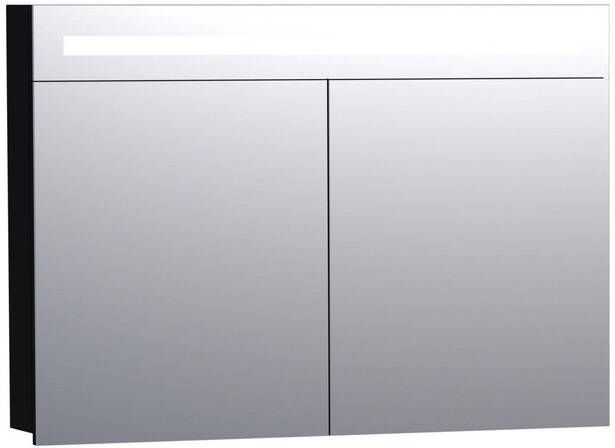 BRAUER 2.0 Spiegelkast 100x70x15cm verlichting geintegreerd 2 links- en rechtsdraaiende spiegeldeuren MDF mat zwart 7323