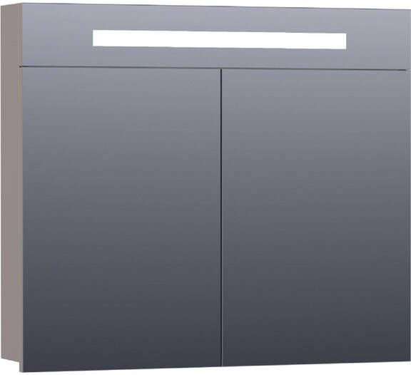 BRAUER 2.0 Spiegelkast 80x70x15cm verlichting geintegreerd 2 links- en rechtsdraaiende spiegeldeuren MDF mat taupe 7300