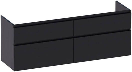 Brauer Advance Wastafelonderkast 160x46x60cm 4 softclose greeploze lades 2 sifonuitsparingen en MFC black wood OK-AD160BW
