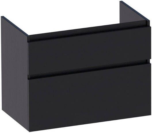 BRAUER Advance Wastafelonderkast 80x46x60cm 2 softclose greeploze lades 1 sifonuitsparing MFC black wood OK-AD80BW