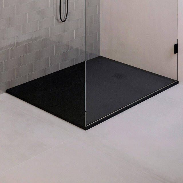 Brauer Asteroid Douchebak 100x140 incl. antislip en antibacterieel mineraalmarmer mat zwart DB-AS100140MZ