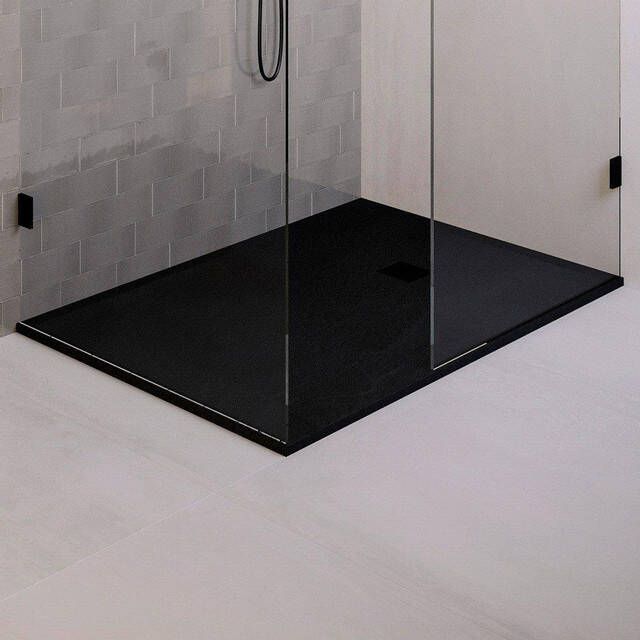 Brauer Asteroid Douchebak 100x160 incl. antislip en antibacterieel mineraalmarmer mat zwart DB-AS100160MZ