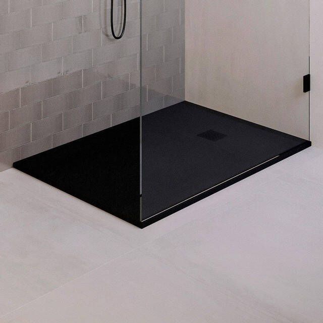 Brauer Asteroid Douchebak 90x140 incl. antislip en antibacterieel mineraalmarmer mat zwart DB-AS90140MZ